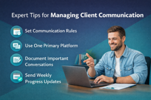 client management tools for freelancers dashboard showing project management and communication software